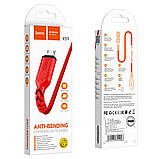 Кабель HOCO X59 USB to Micro 2.4A, 1m, nylon, TPE connectors, Red, фото 6