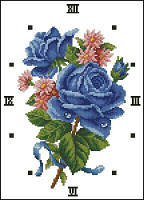 Набір для вишивки хрестиком. Розмір:  17*24 см Букет блакитних троянд годинник