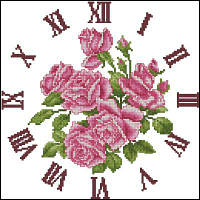 Набор для вышивки крестиком. Размер: 21*21 см Букет розовых роз часы