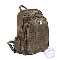 Рюкзак с шипами небольшого формата - коричневый - 7319