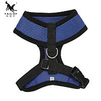 Шлейка БРЕНД Tail up / TAILUP для кошек и собак ортопедическая, летний вариант, с кольцом для ремня темно-синий с черной каймой M