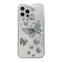 Прозрачный силиконовый чехол с рисунком на iPhone 12 рисунок с бабочками