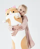 Длинная плюшевая игрушка Кот батон 150см , детская мягкая подушка обнимашка метровая для сна, Рыжий