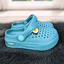 Крокси сабо дитячі для дівчинки кольору морської хвилі з балоном Dago Style 1707