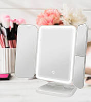 Тройное косметическое зеркало сенсорное с LED подсветкой XW 810 Светодиодное аккумуляторное зеркало