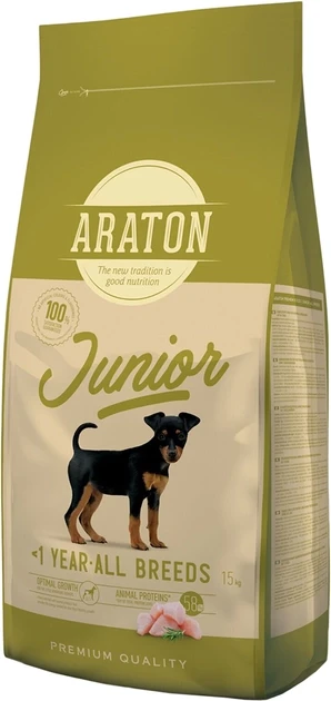 Сухий корм для молодих собак усіх порід Araton Junior All Breeds з м'ясом птиці 15 кг