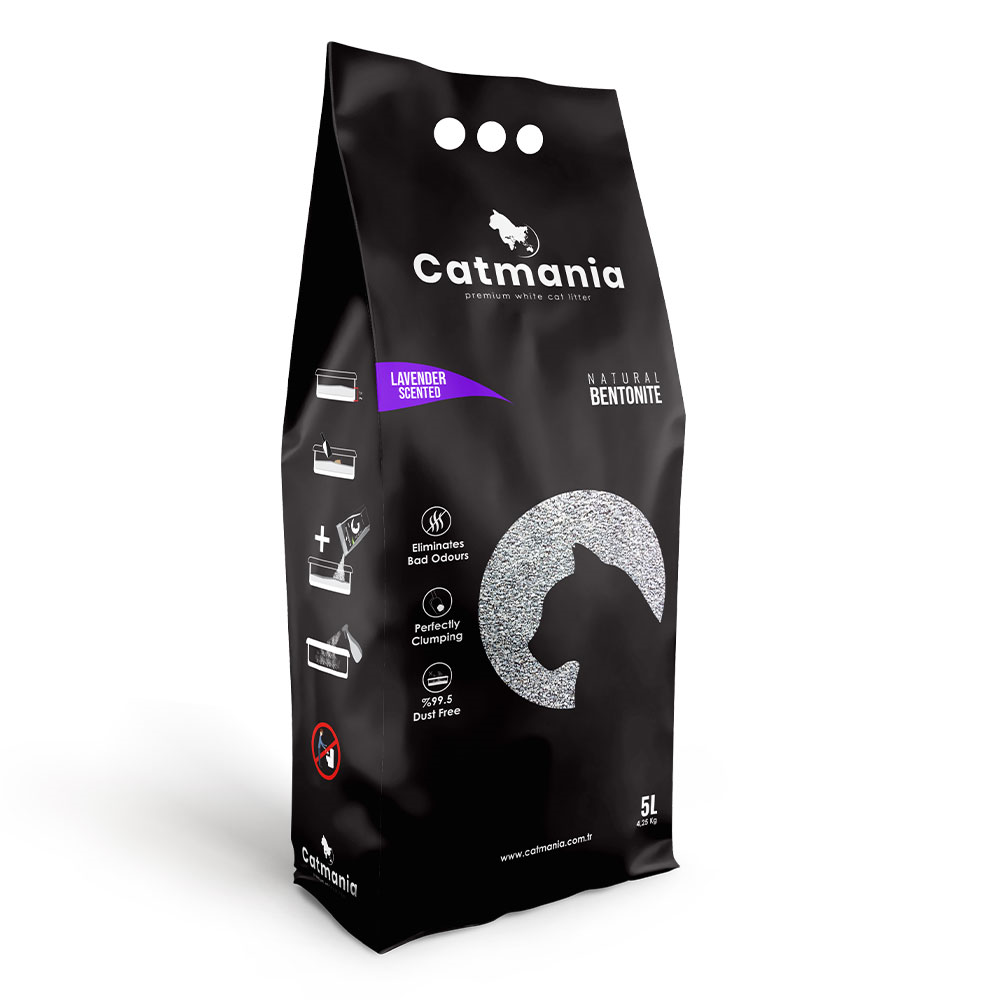 Бентонітовий наповнювач Catmania лаванда, фіолетові гранули, 5 л (4,25 кг)