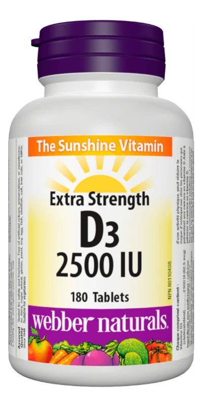Вітамін D3 Webber Naturals Vitamin D3 2500 IU 180 tabl