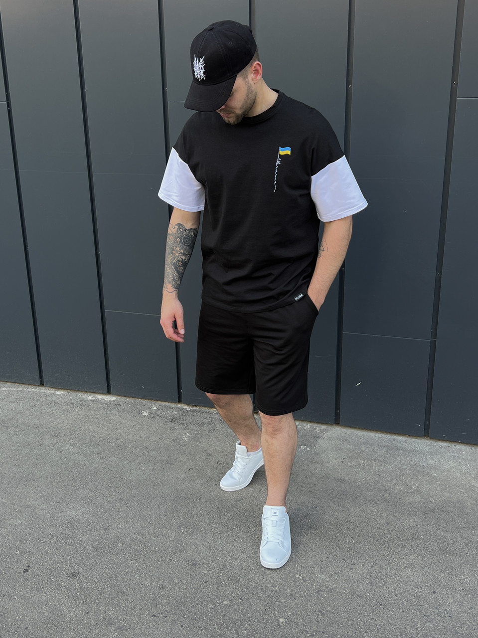 Літній комплект футболки та шорти чоловічі чорний модель Ukraine, розміри: S, M, L, XL M, фото 1