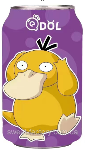 Газировка QDol Pokemon Psyduck Grape China 330ml, фото 1