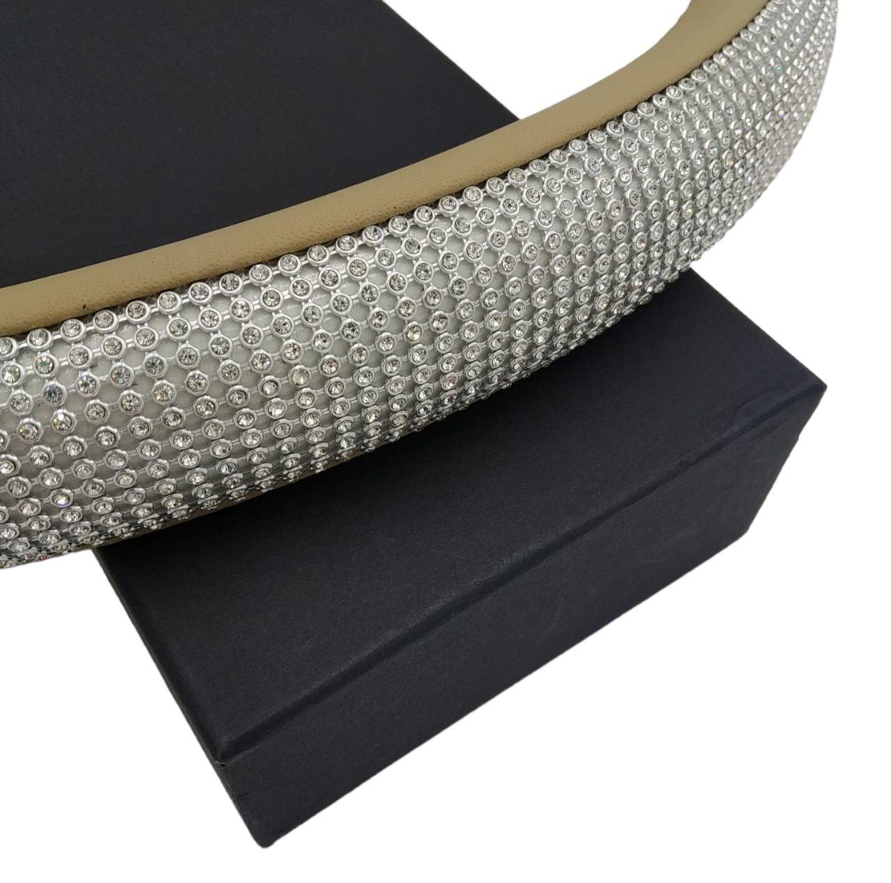 Чохол на кермо жіночий зі стразами з бежевої екошкіри, фото 1