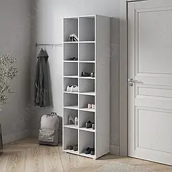 Високий вертикальний взуттєвий стелаж на 14 комірок Полки для взуття в передпокій Стелаж під взуття з ДСП