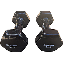 Гантелі вінілові, пара по 3 кг, загальна вага 6 кг, для фітнесу, чорні, фото 3