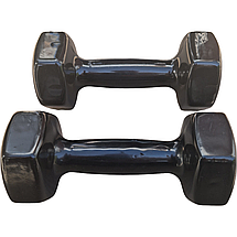 Гантелі вінілові, пара по 3 кг, загальна вага 6 кг, для фітнесу, чорні, фото 4