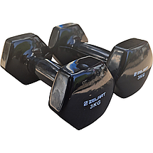 Гантелі вінілові, пара по 3 кг, загальна вага 6 кг, для фітнесу, чорні, фото 2