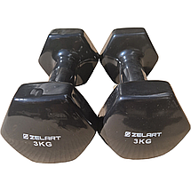 Гантелі вінілові, пара по 3 кг, загальна вага 6 кг, для фітнесу, чорні, фото 5