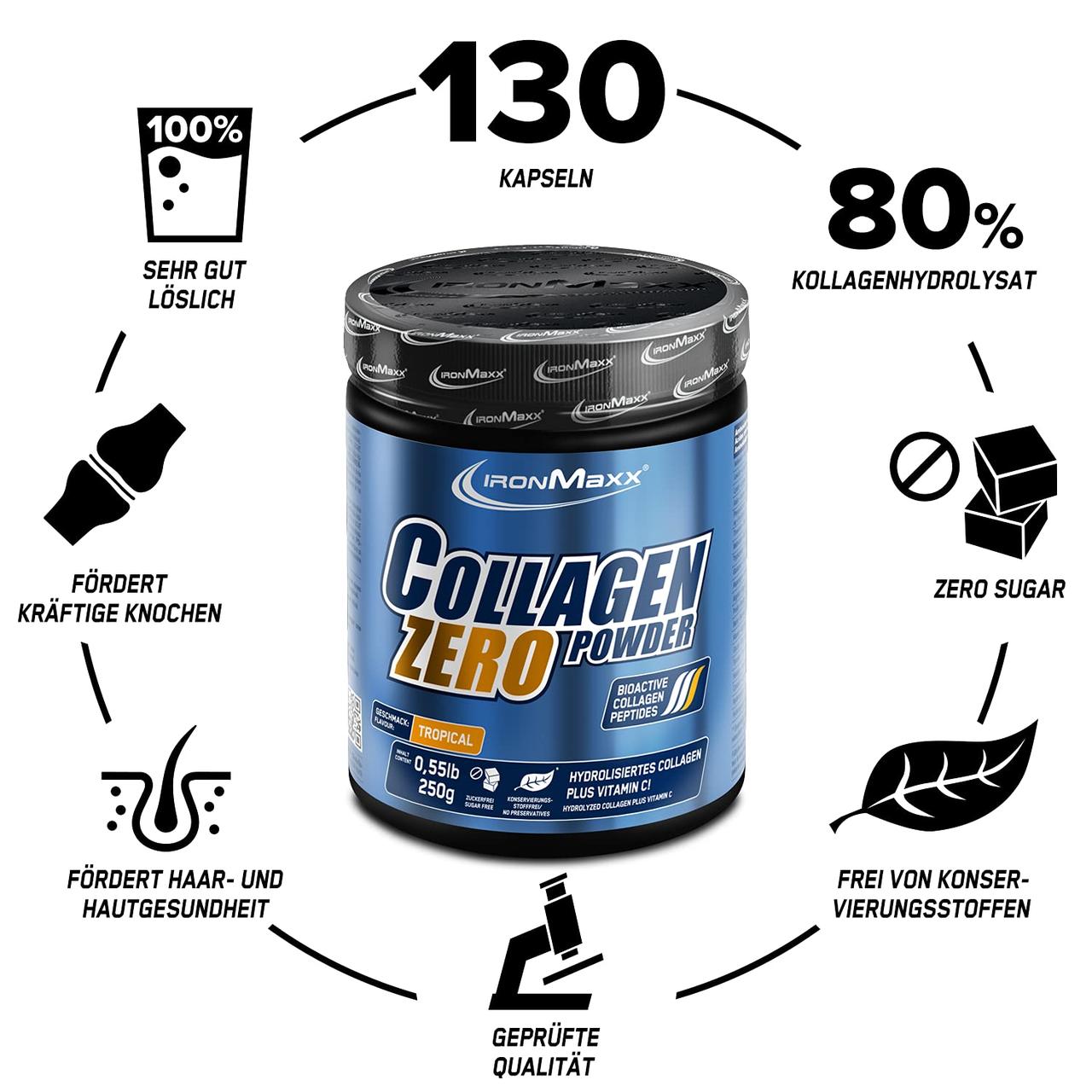 Купить Коллаген IronMaxx Collagen Powder Zero 250 g (Tropical), цена