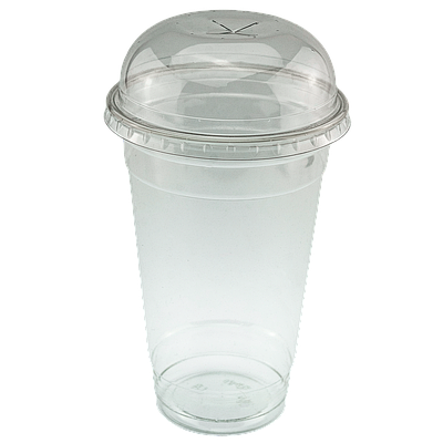 Стакан пластиковий 480мл з купольною кришкою (з Х-отвором) - 100шт