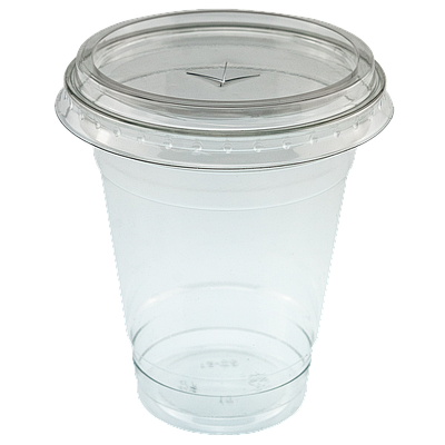 Стакан пластиковий 360мл з плоскою кришкою (з Х-отвором) - 100шт