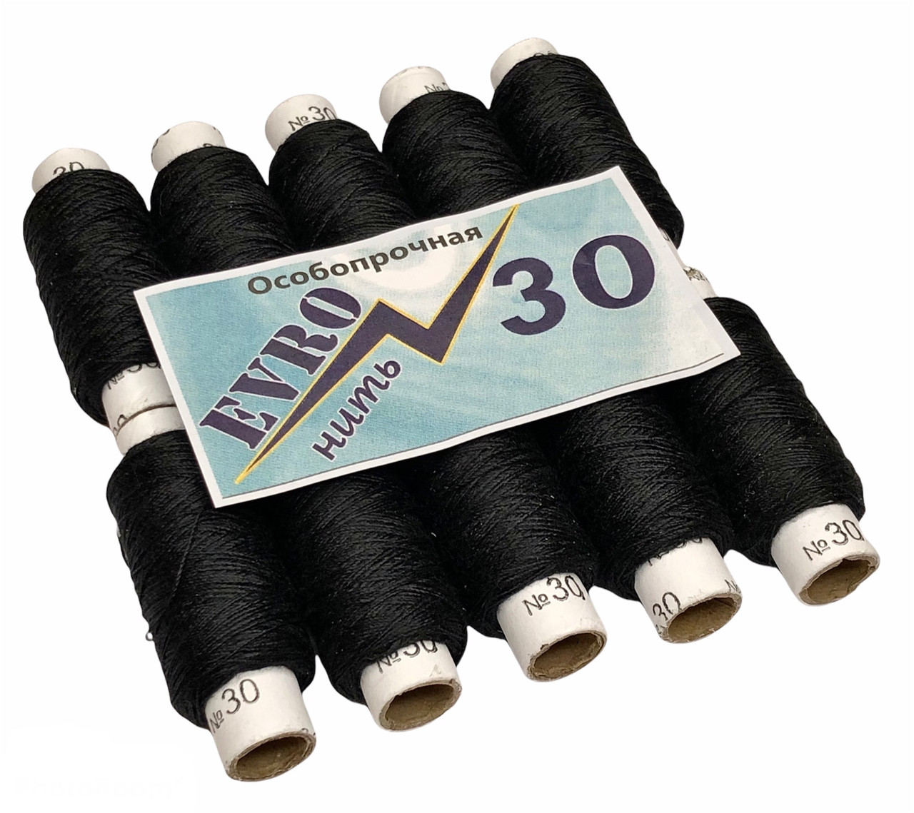 Нитки швейні Evro №30 (10шт/уп) Чорні