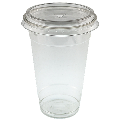 Стакан пластиковий 420мл з плоскою кришкою (з Х-отвором) - 100шт