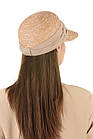 Кепка з натуральної соломи світло-коричнева зі стрічкою, фото 2