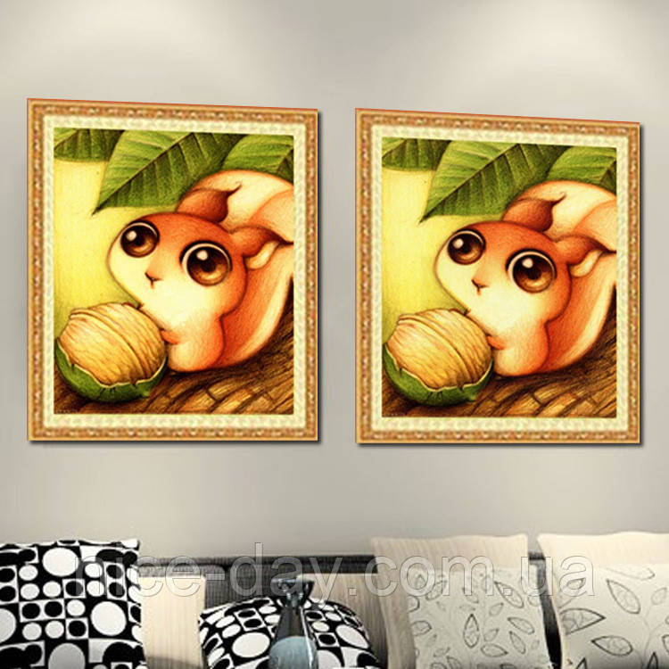 Картина для малювання камінням Diamond painting для дітей "Білка"
