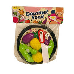 204 М Овочі та фрукти на липучках у тарілці, 8 елементів у пакеті