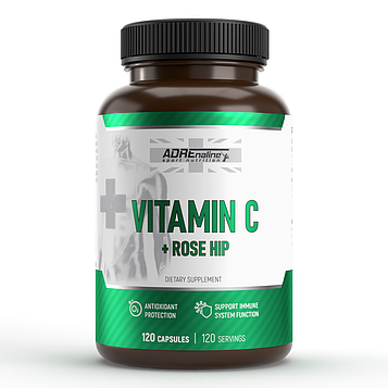 Вітамін С - Adrenaline Sport Nutrition Vitamin C + Rose HIP / 120 капсул