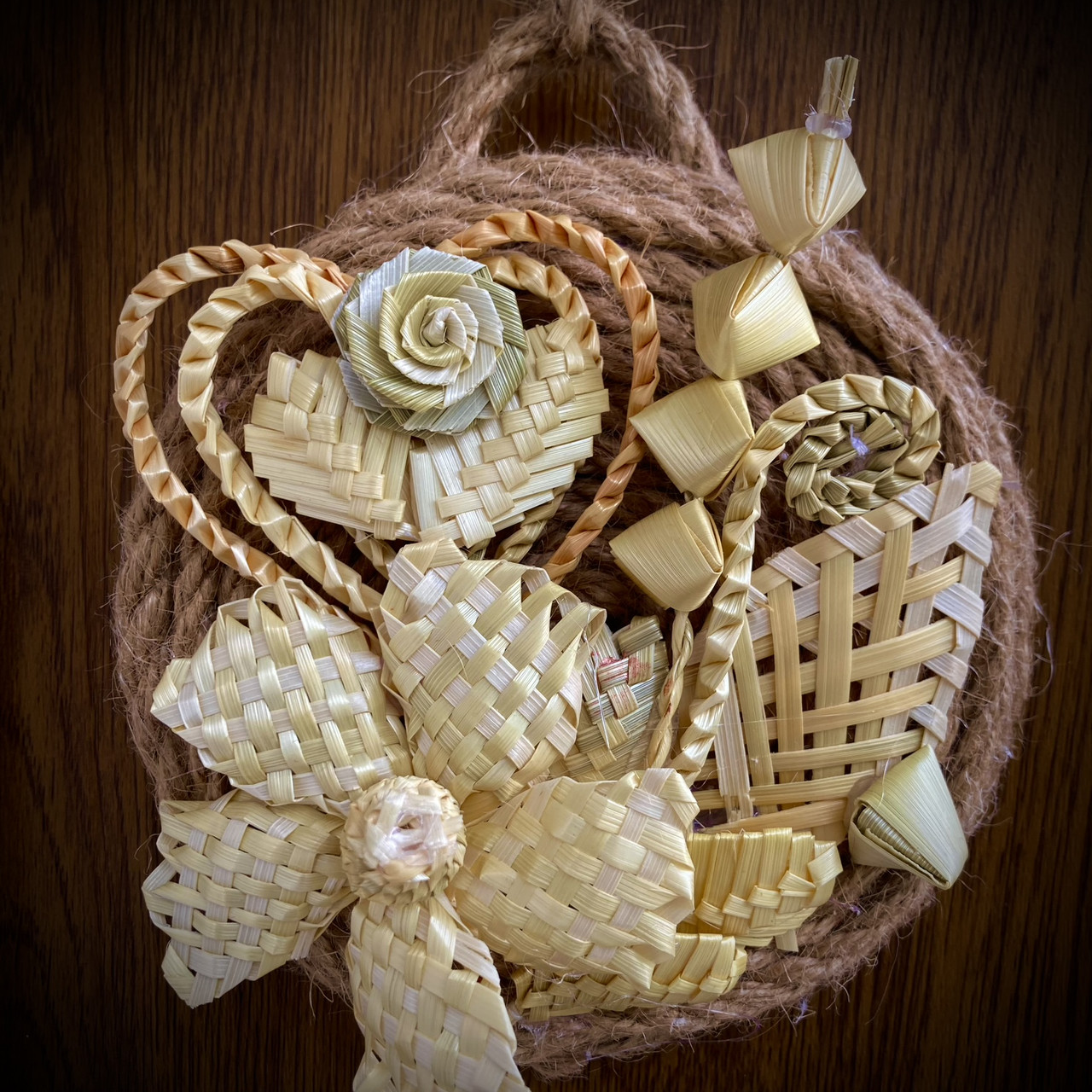 Плетене панно із житньої соломи 13 см Ручна робота, декор інтер’єру