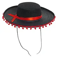 Шляпа карнавальная сомбреро с красными бубонами МА22-1127 Н