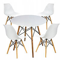 Круглий стіл JUMI Scandinavian Design white 80см. + 4 сучасні скандинавські стільці