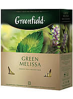 Зеленый чай Greenfield Green Melissa (Мелисса) 100 пакетов мягкая упаковка