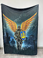 Плед патриотический Крылатый воин качественное покрывало с 3D рисунком размер 160х200