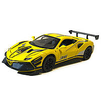 Машинка металева дитяча Ferrari Феррарі, жовта, Авто Експерт металопластик, 1:32, звук, світло, інерція, відчиняються двері,, фото 3