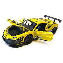 Машинка металева дитяча Ferrari Феррарі, жовта, Авто Експерт металопластик, 1:32, звук, світло, інерція, відчиняються двері,, фото 7