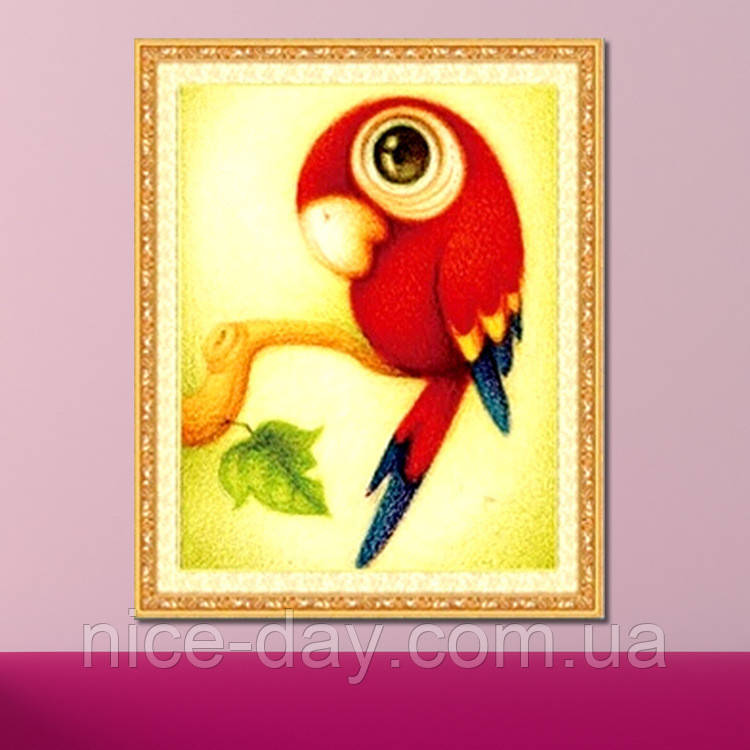 Картина для малювання камінням Diamond painting для дітей "Попугай", фото 1