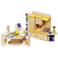 Деревянная мебель для кукол goki "Кухня" 37 предметов 51747G