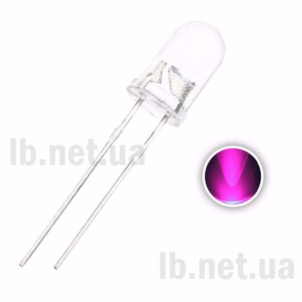 Светодиод 5 мм розовый (прозрачный) - фото 1 - id-p1852063766