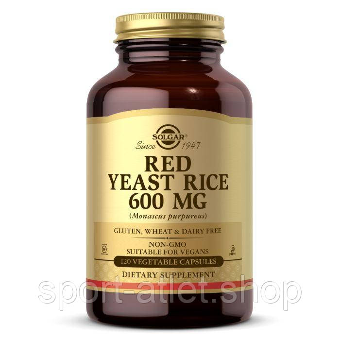 Натуральна добавка Solgar Red Yeast Rice 600 mg, 120 вегакапсул