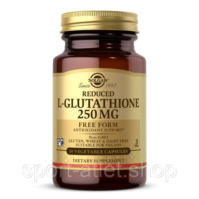 Натуральна добавка Solgar Reduced L-Glutathione 250 mg, 30 вегакапсул