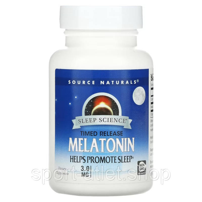 Натуральна добавка Source Naturals Sleep Science Melatonin 3 mg Timed Release, 120 таблеток