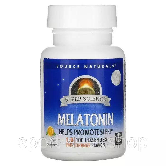 Натуральна добавка Source Naturals Sleep Science Melatonin 1 mg, 100 льодяників - Апельсин