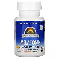 Натуральная добавка Source Naturals Melatonin 1mg Sleep Science, 100 леденцов Апельсин