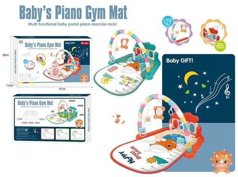 Килимок розвивальний музичний дитячий (2 кольори, музичне піаніно, підсвітка, 5 підвісок) 139, фото 1
