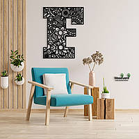 Панно Буква F 15x13 см - Картини та лофт декор з дерева на стіну.