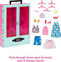 Игровой набор шкаф гардероб барби с 3 наборами одежды и аксессуарами Barbie Closet Playset