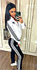Жіночий спортивний костюм Adidas легкий весна-літо чорно-білий з полосками (Адідас трикотаж двонитка Туреччина), фото 2