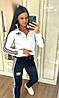 Жіночий спортивний костюм Adidas легкий весна-літо чорно-білий з полосками (Адідас трикотаж двонитка Туреччина), фото 4