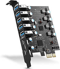 Карта розширення PCI-E to USB 3.0 7-Port(2X USB-C - 5X USB-A)